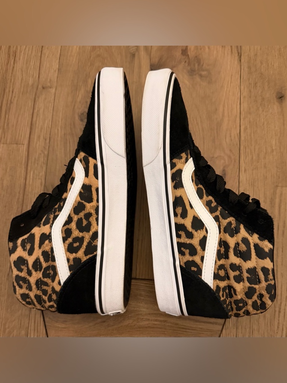 Vans Sk8-Hi Leopard Print Black White Women’s Size 9 High Top Sneakers - Picture 3 of 9